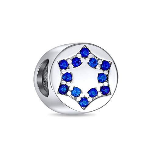 Chanukka Blau CZ Jüdischer Religiöser Star Of David Charm Bead Frauen .925 Silber Passt Europäisches Armband von Bling Jewelry