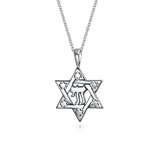 Bling Jewelry Hanukkah Jüdisch Hebräisch Chai Symbol Des Lebens Religiöser Magen Judaica Verflochtener Davidstern Anhänger Halskette Für Frauen Teen Bat Mitzvah .925 Sterling Silber Schmuck von Bling Jewelry