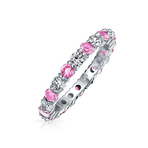 Cubic Zirconia Lila Weiß Abwechselnd Stapelbar Cz Eternity Band Ring Simuliert Amethyst .925 Sterling Silber Februar Geburtsmonat von Bling Jewelry