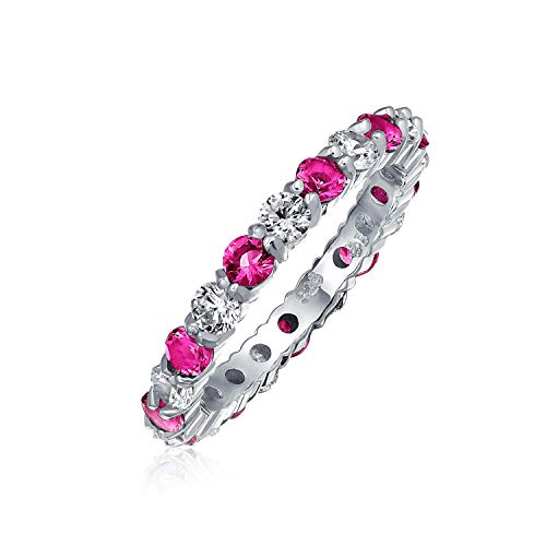 Cubic Zirconia Rosa Weiß Alternating Stackable Cz Eternity Ring Für Frauen Simuliert Topas .925 Sterling Silber Oktober von Bling Jewelry