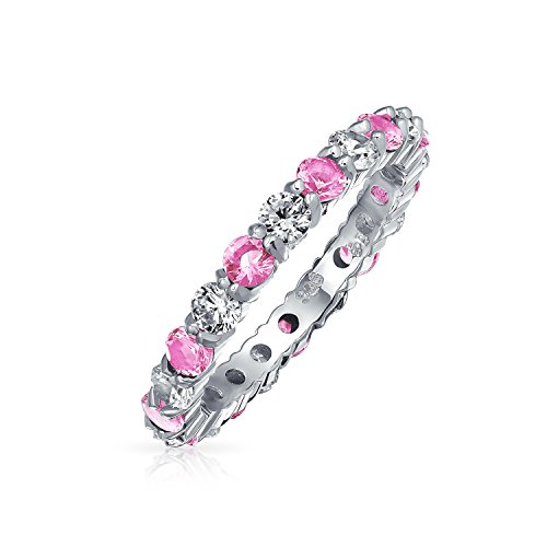 Cubic Zirconia Rosa Weiß Alternierend Stapelbar Cz Eternity Ring Für Frauen Für Teen Simulierte Topas Sterling Silber von Bling Jewelry