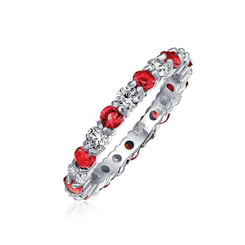 Cubic Zirconia Rot Weiß Abwechselnd Stapelbar Cz Eternity Ring Für Frauen Für Teen Simuliert Ruby .925 Sterling Silber von Bling Jewelry