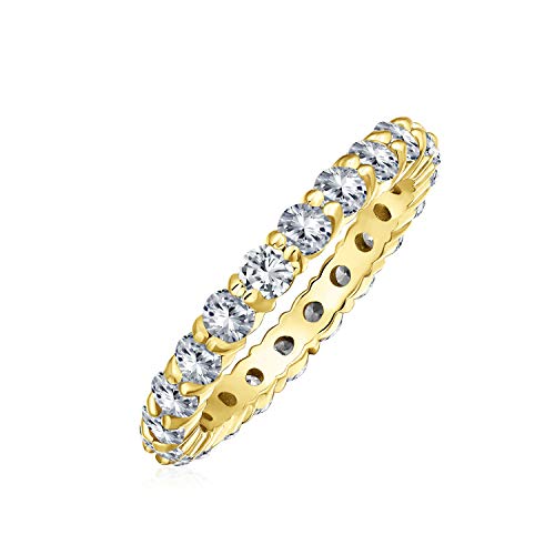 Bling Jewelry Stapelbarer Zirkonia AAA CZ Ewigkeits-Jubiläums-Ehering für Frauen 14K vergoldet .925 Sterlingsilber von Bling Jewelry