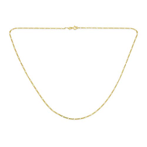 Bling Jewelry Unisex Dünne Leichte 1,2MM Starke Massive Gelbgold Überzug .925 Sterling Silber Figaro Gliederkette Halskette Für Männer Frauen 18 Zoll von Bling Jewelry