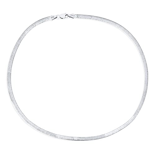 Bling Jewelry Schlanker 3,5 MM Flacher Omega-Snake-Herringbone-Choker-Halsreif Für Frauen Aus .925 Sterling Silber Hergestellt In Italien 18 Zoll von Bling Jewelry