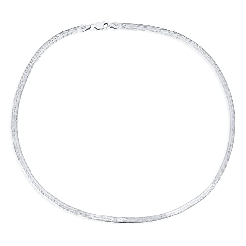 Bling Jewelry Damen 18 Zoll .925 Sterling Silber Schlanker 3,5 Mm Flacher Omega-Schlangenflexibler Herringbone-Choker-Halsreif Hergestellt In Italien von Bling Jewelry