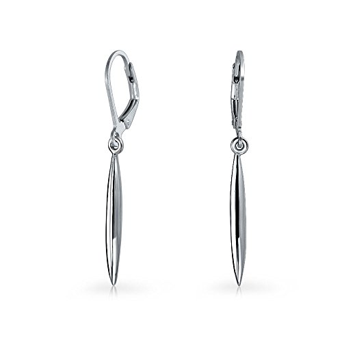 Dünne minimalistische geometrische lineare Bar Feder Hebel Rückseite Tropfen Ohrringe für Frauen für Teenager .925 Sterlingsilber von Bling Jewelry
