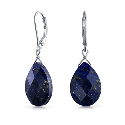 Edelstein Blauer Lapislazuli Facettiert Tropfen Birnenförmig Tropfen Ohrringe Für Frauen .925 Sterling Silber von Bling Jewelry