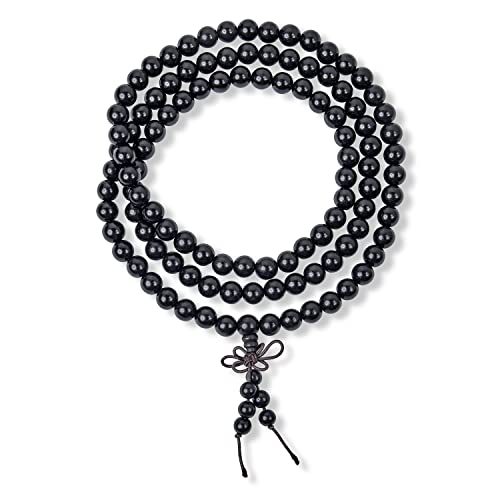 Edelstein Natürlichen Schwarzen Onyx Buddhistischen Mala Gebet Perle Lange Natürliche Stränge Perlen Für Meditation Gebet Yoga Rosenkranz Halskette Für Männer Für Frauen Stacking Wrap Stretch Armband von Bling Jewelry