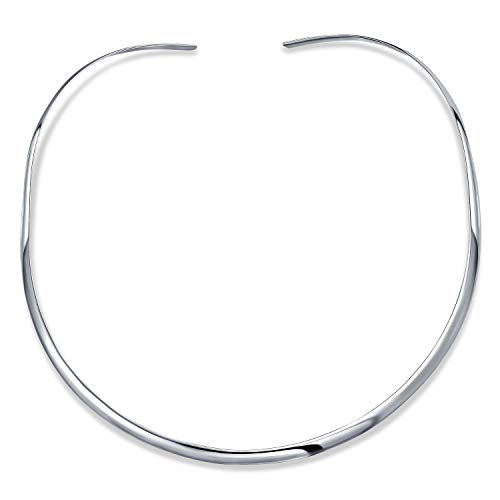 Basic Einfach Dünne Flat Halsreif Slider Offen Collar Contoured Statement Necklace For Freundin .925 Silver Sterling Add Pendant 3Mm von Bling Jewelry