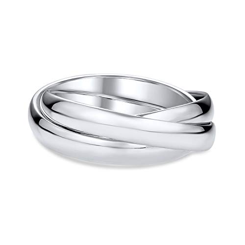 Unisex Einfache Kuppel Russische Paare Poliert Drei Rolling Triple Hochzeit Band Ring Für Frauen Männer .925 Sterling Silber von Bling Jewelry