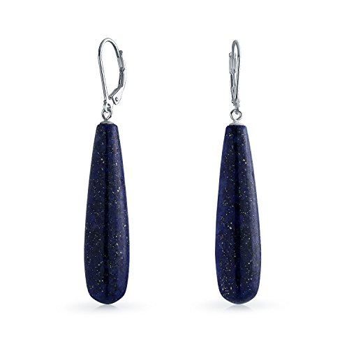 Einfache Blaue Lapislazuli Edelstein Verlängerte Träne Hebel Zurück Baumeln Ohrringe Für Frauen .925 Sterling Silber von Bling Jewelry