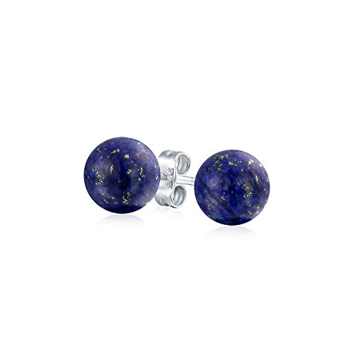 Einfache Dunkelblaue Lapislazuli Edelstein-Rundkreis-Ballstift-Ohrringe Für Frauen Und Männer Aus 925Er Sterlingsilber 6 MM von Bling Jewelry