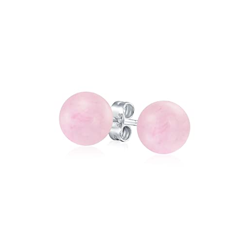 Einfache Halbedelstein Hellrosa Quarz Runde Kugelohrstecker Für Frauen Teenager .925 Sterling Silber 6MM von Bling Jewelry