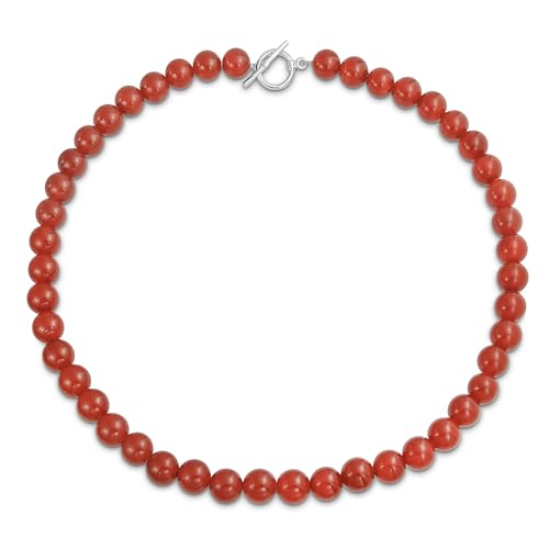 Einfacher Glatter Westernschmuck Klassischer Roter Karneol Rund 10Mm Perlenstrang Halskette Für Frauen Teen Versilbert Verschluss 18 Zoll von Bling Jewelry