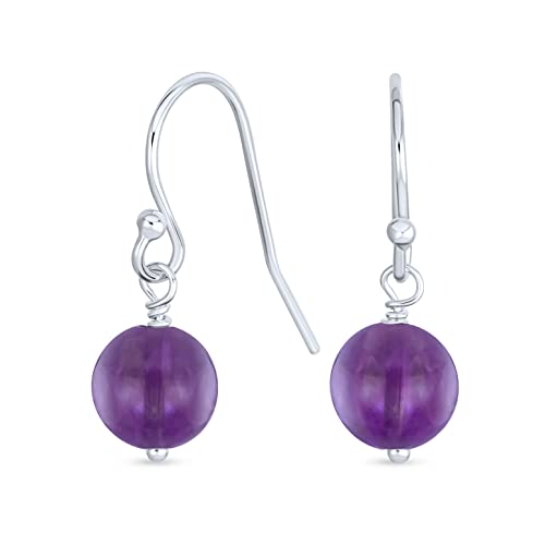 Einfache, Schlichte Runde Perlenohrringe In Hellem Lila-Amethyst, Mit Französischen Fischook-Drahtkugelanhängern Für Frauen.925 Sterling Silber Februar-Geburtsstein. von Bling Jewelry