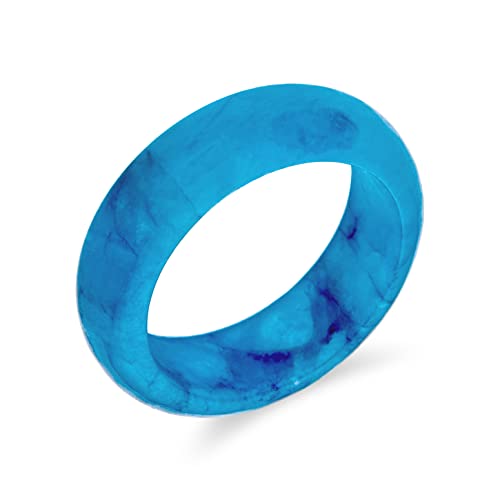 Einfache Massive Kuppel Edelstein Eternity Stapelbar Gefärbt Teal Blue Jade Band Ring Für Frauen Für Teenager August Birthstone von Bling Jewelry