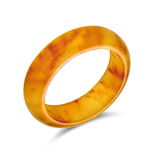 Bling Jewelry Einfacher Massiver Kuppel-Edelstein Eternity Stapelbarer Gefärbter Dunkelgoldener Gelber Jade Bandring Für Frauen Für Teenager August Geburtsstein von Bling Jewelry