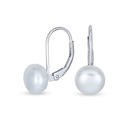 Einfache Weiße Süßwasser-Zuchtperlen-Ohrringe Mit Hebel Für Frauen .925 Sterling Silber von Bling Jewelry
