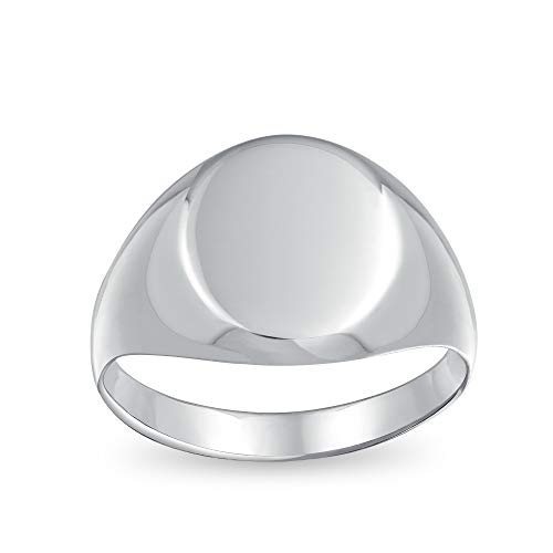 Einfacher Grundlegender Initialen-Monogramm-Gravierbarer .925 Sterling Silber Ovaler Siegelring Für Männer Frauen Teenager Glänzende Polierte Oberfläche von Bling Jewelry