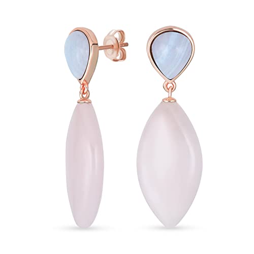 Einzigartige geometrische lineare rosa Rosenquarz Rhombus Form Träne Tropfen natürlichen Multi-Edelstein Partei baumelnden Ohrringe für Frauen in 14K Gelbgold plattiert Einzigartige geometrische lineare rosa Rosenquarz Rhombus Form Träne Tropfen natürlichen Multi-Edelstein Partei baumelnden Ohrringe für Frauen in 14K Gelbgold plattiert von Bling Jewelry