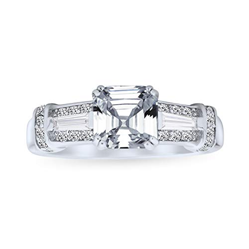 Eleganter Zeitloser Art Deco Stil 2CT AAA CZ Quadrat Asscher Cut Verlobungsring Für Frauen Baguettes Side Stone Milgrain Band .925 Sterlingsilber von Bling Jewelry