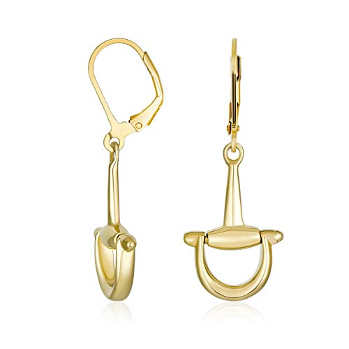 Equestrian Equine Pferdegeschenk Cowgirl Leverback Dangle Snaffle Pferdeohrringe Westernschmuck Für Frauen Teenager Polierter Finish 14K Vergoldetes .925 Sterlingsilber von Bling Jewelry