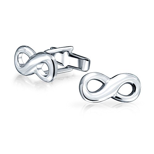 Ewige Liebe Valentinstag Figur 8 Symbol der ewigen Liebe Unendlichkeit Manschettenknöpfe für Männer Ehemann Freund Hemd Manschettenknopf für Bräutigam Männer Hochzeitsgeschenk .925 Sterling Silber von Bling Jewelry