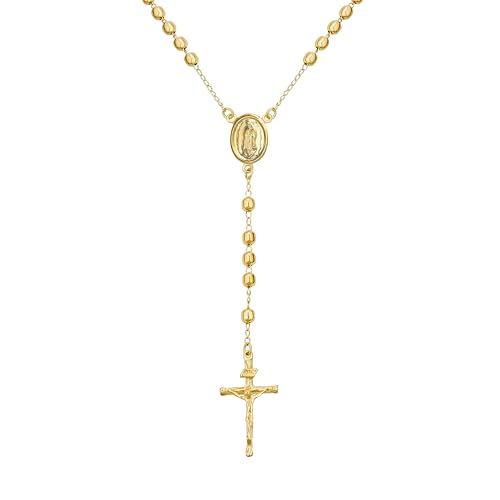 Bling Jewelry Gebetsrosario Kreuz Beads Katholische Jungfrau Maria Rosenkranz Halskette Für Frauen Teenager 18K Vergoldetes Messing von Bling Jewelry