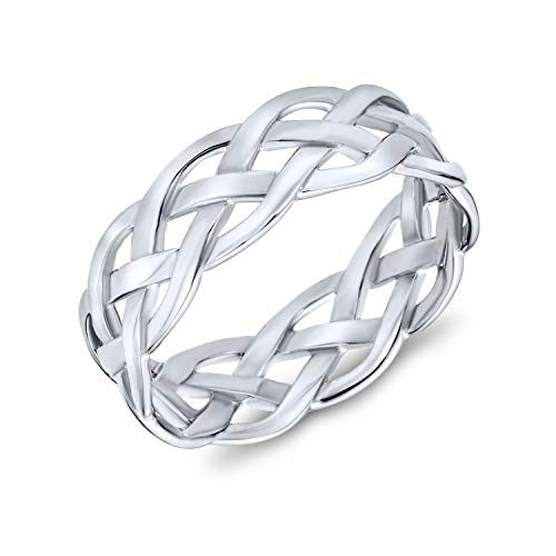 Einfaches Kreuzgewebe Geflochtener Bandseil Verdrehtes Kabel Ewigkeits Hochzeitsbandring Für Frauen Jugendliche .925 Sterling Silber 6Mm von Bling Jewelry