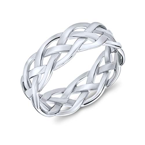 Einfache Criss Cross Weave Woven Geflochtenes Band Seil Twisted Cable Ewigkeit Ehering Ring für Frauen Teenager .925 Sterling Silber 6MM von Bling Jewelry
