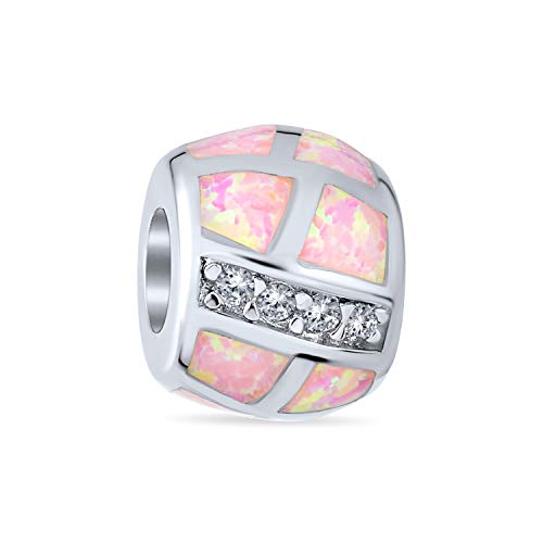 Bling Jewelry Geometrische CZ Rosa Erstellt Opal Barrel Charm Bead Für Frauen .925 Sterlingsilber Für Europäische Armband Oktober Geburtsstein von Bling Jewelry