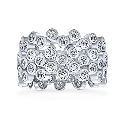 Geometrischer Kreis Zirkonia Breiter Fassung CZ Blasen Stapelbarer Ewigkeitsring-Set für Damen .925 Sterlingsilber von Bling Jewelry