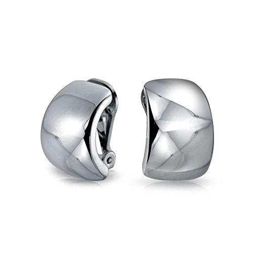 Geometrische Schlichte Minimalistische Garnelen Huggie Halbkreis Clip On Ohrringe Für Frauen Nicht Gepiercte Ohren Versilbertes Messing von Bling Jewelry