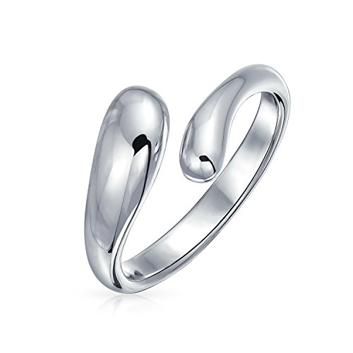 Geometrischer Offener Bypass Träne Ring Band Für Freundin Für Teenager .925 Sterling Silber Poliert von Bling Jewelry