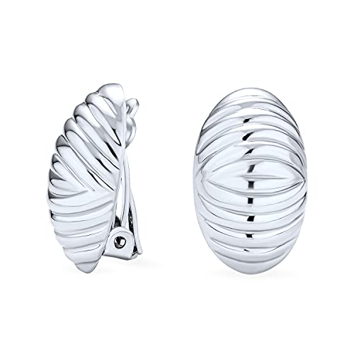 Gehämmerte polierte Garnelen-Kuppel-Clip-Ohrringe für Frauen ohne durchstochene Ohren .925 Sterling Silberlegierung Clip von Bling Jewelry