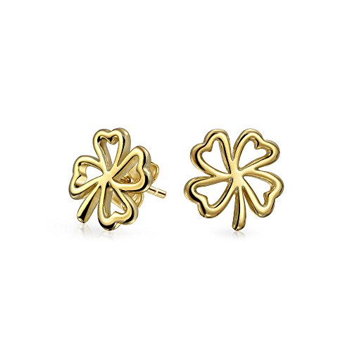 Glück Der Irischen Keltischen St. Patrick'S Day Kleeblatt Glücksbringer Zweifarben Vierblatt Kleeohrringe Für Frauen Teenager Abschlussfeier 14 Karat Vergoldetes .925 Sterlingsilber von Bling Jewelry