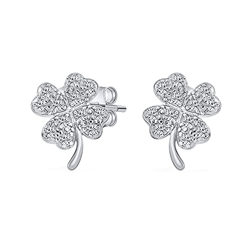 Glück des irischen Kleeblatts Glücksbringer Zirkonia Pave CZ Vierblättrige Kleeblatt-Ohrstecker für Frauen .925 Sterling Silber von Bling Jewelry