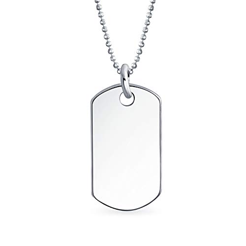 Gravieren Sie Mittel Plain Einfach Basic Cool Men'S Identifikation Militär Armee Dog Tag Anhänger Halskette Für Männer Jugendliche Poliert .925 Sterling Silber Kleine Mittlere Große Größen von Bling Jewelry