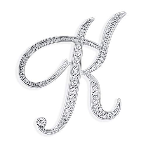 Große Aussage Abc Pave Crystal Cursive Schrift Monogramm Buchstaben Alphabet Initialee K Schal Revers Pin Brosche Für Frauen Versilbert von Bling Jewelry