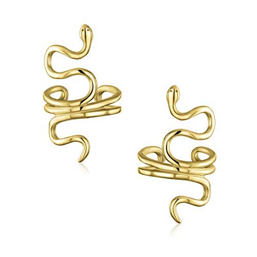 Helix Climber Crawler Schlange Serpent Clip On Wrap Wire Cartilage Lobe Ear Cuff Earrings For Freundin Teen Men Non Pierced Ear 14K Gold Vergoldet .925 Sterling Silver Pair von Bling Jewelry