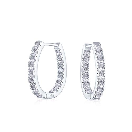 Klassische ovale Braut-Ohrringe mittlerer Größe, durchgehend innen und außen mit AAA CZ für Frauen, Abschlussball, Party, Kubikzirkonia, .925 Sterlingsilber, 1,52 cm Durchmesser Klassische ovale Braut-Ohrringe mittlerer Größe, durchgehend innen und außen mit AAA CZ für Frauen, Abschlussball, Party, Kubikzirkonia, .925 Sterlingsilber, 1,52 cm Durchmesser von Bling Jewelry