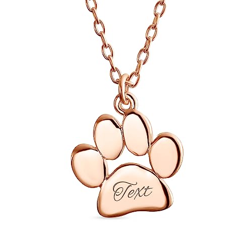 Initialee Alphabet A-Z Zierlich Hund Katze Haustier Kätzchen Welpe Pfote Drucken Anhänger Halskette Tierschmuck Für Frauen Teenager Rosengold Plattiert .925 Sterling Silber Individuell Graviert von Bling Jewelry