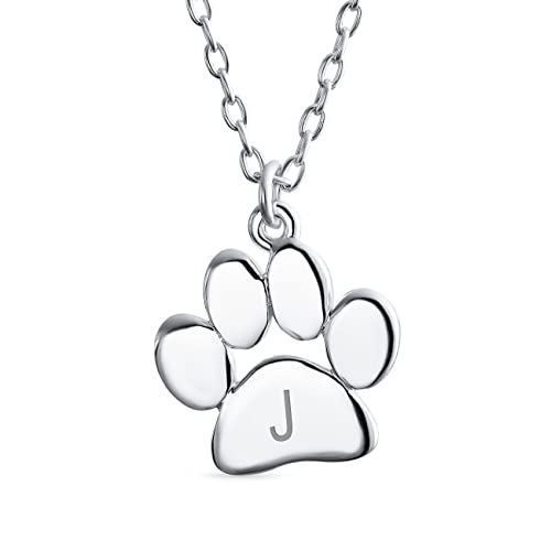 Initialee Alphabet Buchstabe J Zierlich Hund Katze Haustier Kätzchen Welpe Pfote Drucken Anhänger Halskette Tierschmuck Für Frauen Teen Poliert .925 Sterling Silber Mit Kette Individuell Graviert von Bling Jewelry