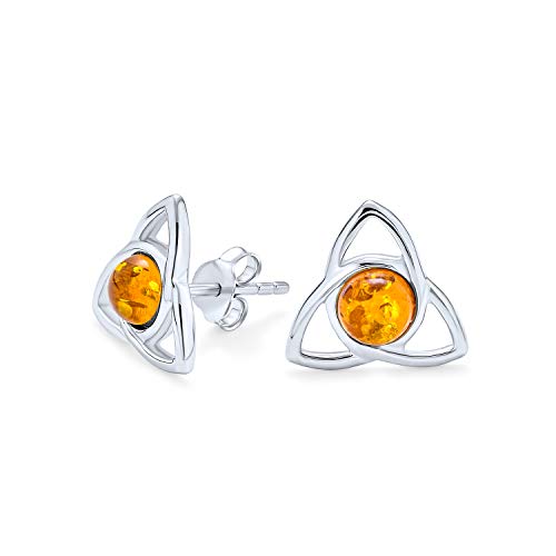 Bff Irish Triquetra Himmlisch Trinity Liebe Knot Orange Bernstein Ohrstecker Für Frauen Teen .925 Sterling Silber Poliert Finish (13Mm) von Bling Jewelry