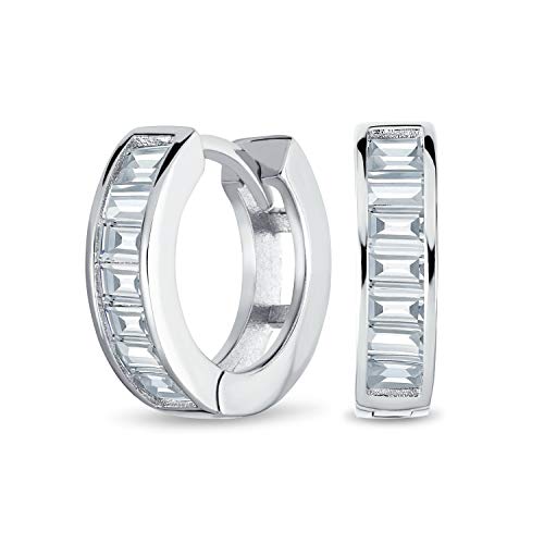 Brautklassiker Baguette-Schliff CZ Kanal-Set Kpop Huggie Creolen für Damen Herren Klarer Zirkonia .925 Sterlingsilber Brautklassiker Baguette-Schliff CZ Kanal-Set Kpop Huggie Creolen für Damen Herren Klarer Zirkonia .925 Sterlingsilber von Bling Jewelry