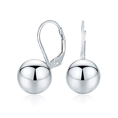 Klassische Einfache Einfache Baumelnden Hebel Zurück Runde Perle Ball Drop Ohrringe Für Frauen .925 Sterling Silber 10Mm von Bling Jewelry