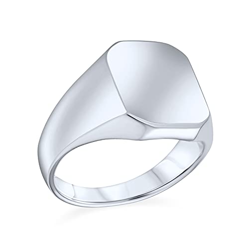 Klassische Executive Geometric Anpassen Gravieren Einfache Mittel Rechteck Personalisieren Initialee Monogramm Siegel Ring Für Männer Poliert Glanz .925 Sterling Silber von Bling Jewelry