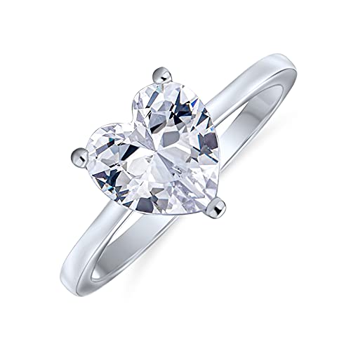 Klassische romantische 2CT AAA CZ Solitär herzförmiger Verlobungsring für Frauen Dünner schlichter Band Verlobungsring .925 Sterling Silber von Bling Jewelry