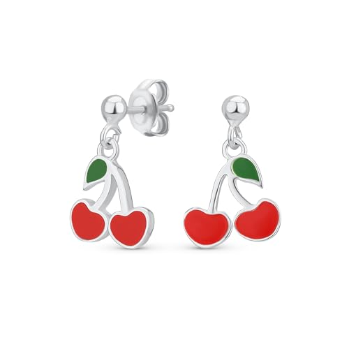 Kleine Sommer Food Frucht Rot Emaille Kirsch Ohrringe Für Frauen Teen925 Sterling Silber von Bling Jewelry